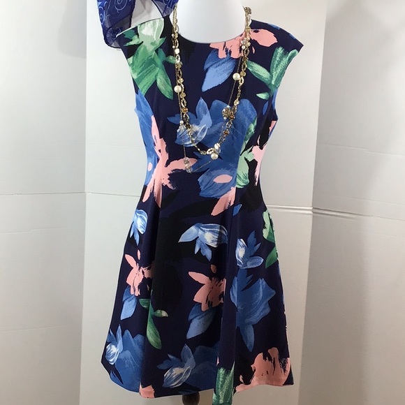 vince camuto floral fit and flare dress Armoire